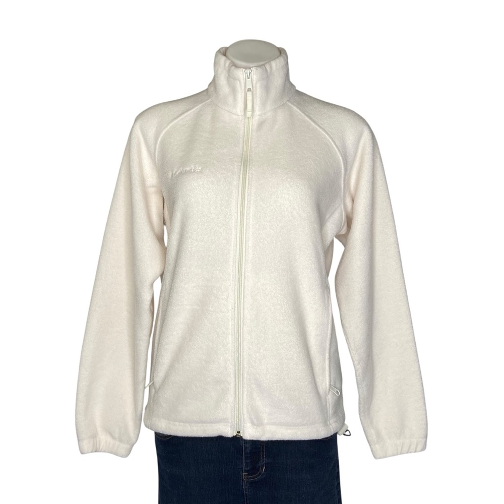COLUMBIA Full Zip Fleece Sweatshirt Sweater Jacket White Womens Medium